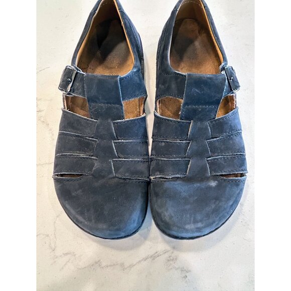 Birkenstock Madeira Closed Toe Suede Leather Sandal in Navy - Sz 44 (11) - Picture 2 of 8